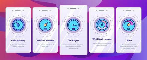 Gauge Meter Equipment Onboarding Icons Set Vector