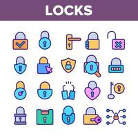 Collection Type Locks Elements Vector Icons Set