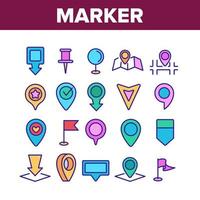 Marker Pointer Gps Map Collection Icons Set Vector