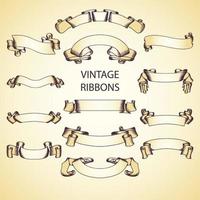 Ribbon elements. Starburst label. Vintage. Modern simple ribbons, gradient ribbons collection set vector