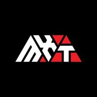 MXT triangle letter logo design with triangle shape. MXT triangle logo design monogram. MXT triangle vector logo template with red color. MXT triangular logo Simple, Elegant, and Luxurious Logo. MXT