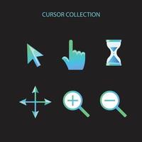 Pointer cursor icons, Computer web arrows, mouse cursors and clicking line pointer cursor, Pixel hand, pointer hand, arrow and hourglass logo vector isolated icons set