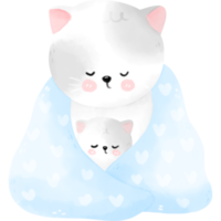 Watercolor mom and kid cats png