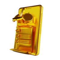 3D illustration golden mobile payment png