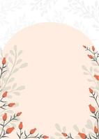 Spring background of Flowers border on peach background. Vector Flat lay design banner for Spring and Summer with cute flora ornament,botanical leaves frame and copy space for for Poster