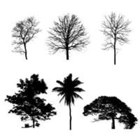 black silhouette of trees vector bundle set