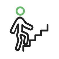 Person Climbing Stairs Line Green and Black Icon vector