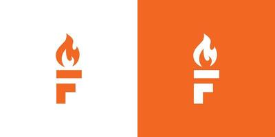 Modern and professional letter F initials fire torch logo design vector