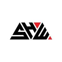 diseño de logotipo de letra triangular shw con forma de triángulo. monograma de diseño de logotipo de triángulo shw. plantilla de logotipo de vector de triángulo shw con color rojo. logotipo triangular shw logotipo simple, elegante y lujoso. mostrar