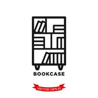 bookcase icon, bookshelf icon in trendy flat design vector