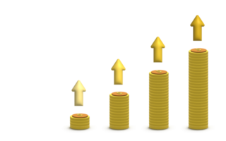 3d illustratie van munt, geld munt en goud munt. png