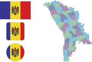 Moldova map and flag flat icon symbol vector illustration