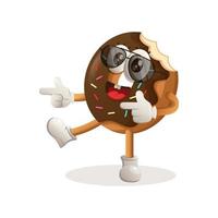 Donut mascot design playful wearing sunglasses vector