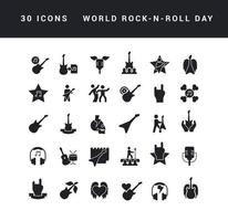 vector iconos simples del día mundial del rock-n-roll