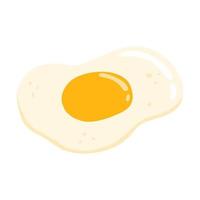 Vector illustration of fried egg isolated on white background. Scrambled eggs in cartoon hand drawn flat style.