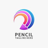 Colorful pencil logo design in rounded shape vector
