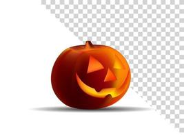 Pumpkin on alpha background. Orange pumpkin with smile for your design for the holiday Halloween. Vector illustration.