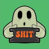 Halloween ghost with text board vector