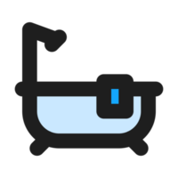 Bathtub flat color outline icon png