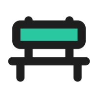 Bench flat color outline icon png
