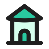 Bungalow flat color outline icon png