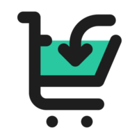 Cart flat color outline icon png