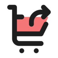 Cart flat color outline icon png