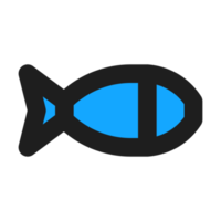 Fish flat color outline icon png