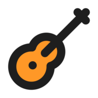 Guitar flat color outline icon png