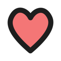 corazón plano color contorno icono png