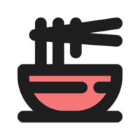 Noodle flat color outline icon png