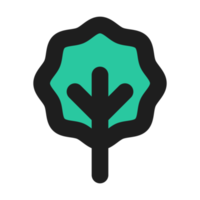Tree flat color outline icon png