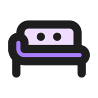 Sofa flat color outline icon png