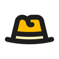 Trilby Hat flat color outline icon png