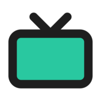 TV flat color outline icon png