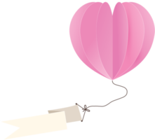 Air balloon heart shape flying with blank label PNG Clipart With Transparent Background for decoration of art file.
