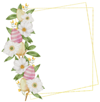acuarela de corona de pascua con huevos y flores