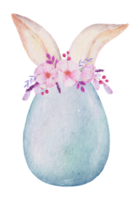 ovos de páscoa com aquarela de coelho de orelha png