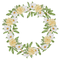 ghirlanda di fiori e cornice acquerello png