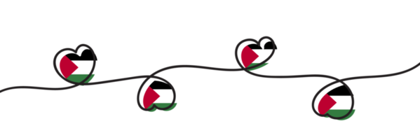 vlag van Palestina in hart vorm geven aan. Palestina nationaal symbool. transparant achtergrond. illustratie png