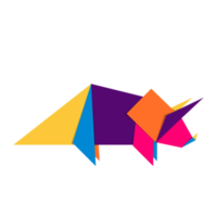 dinosaurus origami. abstract kleurrijk levendig dinosaurus logo ontwerp. dier origami. transparant achtergrond. PNG illustratie