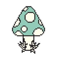 pixel art champignon dessin animé rétro Jeu style. pixel art, numérique champignon, plat la toile icône, vecteur conception rétro objet. transparent Contexte. illustration png