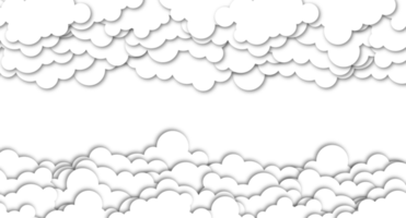 Clouds on blue sky banner. White cloud on blue sky in paper cut style. Clouds on transparent background. Vector paper clouds.White Cloud on blue sky paper cut design. Transparent background png