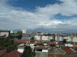 city view with clear sky background photo