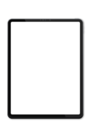 realista modelos tableta. tableta Bosquejo recopilación. moderno negro tableta ordenador personal. dispositivo frente vista. 3d tableta. transparente antecedentes. ilustración png