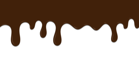 Seamless pattern of melted chocolate dripping. Dessert background with melted chocolate. Banner seamless pattern. Transparent background. Illustration png