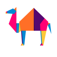 chameau origami. abstrait coloré vibrant chameau logo conception. animal origami. transparent Contexte. illustration png