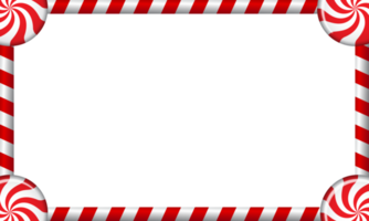 Rectangle candy cane frame with red and white striped lollipop pattern. Transparent background. Illustration png