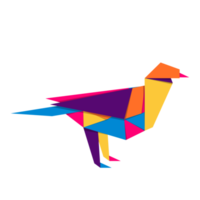 Bird origami. Abstract colorful vibrant bird logo design. Animal origami. Transparent background. Illustration png