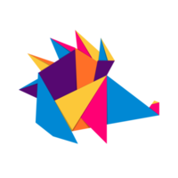 Stachelschwein Origami. abstrakt bunt beschwingt Stachelschwein Logo Design. Tier Origami. transparent Hintergrund. Illustration png